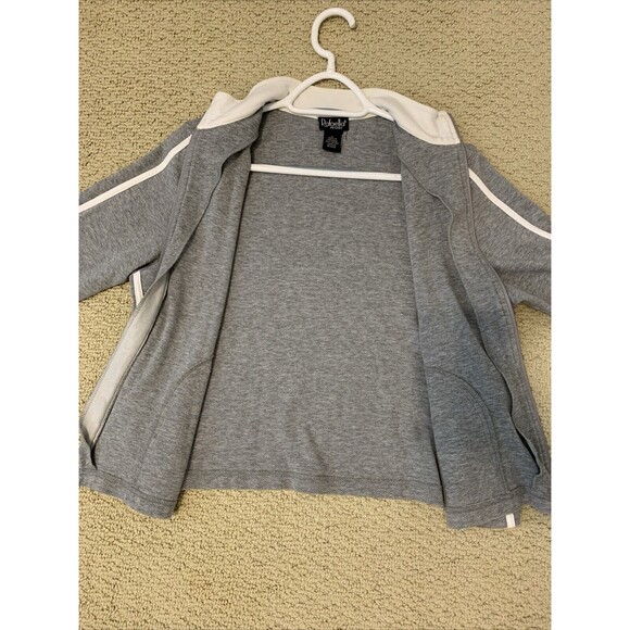 Rafaella Petites Activewear Jacket Size Large Full Zip Heather Gray White Trim - Picture 3 of 11